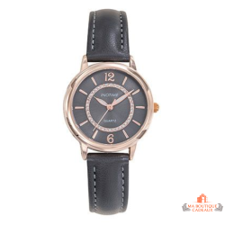 Montre femme INOTIME 30 mm gris foncé doré rose pierres