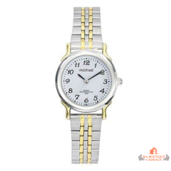 Montre femme INOTIME 29 mm blanche bracelet métal bicolore 3 ATM
