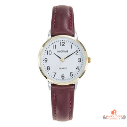 Montre femme INOTIME 30 mm blanche rouge moyen doré