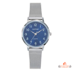 Montre femme INOTIME 30 mm bleu foncé bracelet milanais argenté