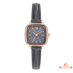 Montre femme INOTIME carrée 25 mm gris moyen doré rose avec pierres