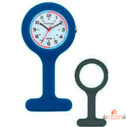 Montre infirmière INOTIME blanche bracelet silicone bleu foncé