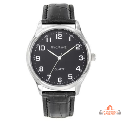 Montre homme INOTIME 40 mm noire cadran noir chiffres blancs