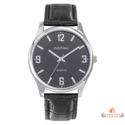 Montre homme INOTIME 39 mm noire index argentés lumineux
