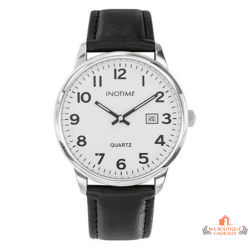 Montre homme INOTIME 40 mm blanche bracelet noir jour à 3h