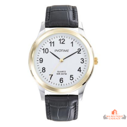 Montre homme INOTIME 40 mm blanche cuir noir doré 3 ATM