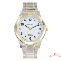 Montre homme INOTIME 40 mm blanche métal bicolore 3 ATM