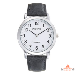 Montre homme INOTIME 40 mm blanche bracelet gris foncé