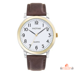 Montre homme INOTIME 40 mm blanche marron bicolore