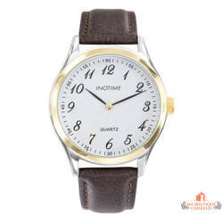 Montre homme INOTIME 41 mm blanche marron bicolore