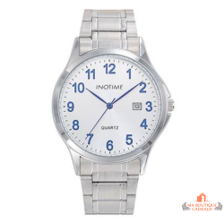 Montre homme INOTIME 41 mm argent soleillé bleu avec date