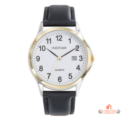 Montre homme INOTIME 41 mm blanche noir bicolore avec date
