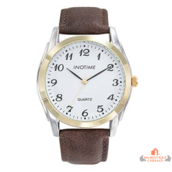 Montre homme INOTIME 43 mm blanche marron bicolore
