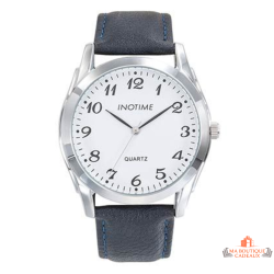 Montre homme INOTIME 43 mm blanche bleu foncé