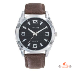 Montre homme INOTIME 43 mm noir marron aiguilles lumineuses