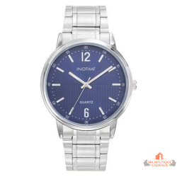 Montre homme INOTIME 39 mm bleu foncé bracelet métal argenté