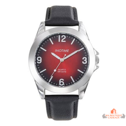 Montre homme INOTIME cadran rouge bracelet noir 40 mm garantie 2 ans
