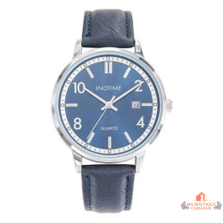 Montre homme INOTIME MIYOTA 2115 date cadran bleu foncé soleillé 39 mm garantie 2 ans