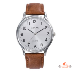 Montre homme INOTIME MORIOKA PC21 cadran argenté soleillé bracelet marron 40 mm garantie 2 ans
