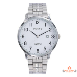 Montre homme INOTIME MIYOTA 2115 date cadran blanc bracelet acier 40 mm garantie 2 ans