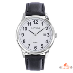 Montre homme INOTIME MIYOTA 2115 date cadran blanc bracelet noir 40 mm garantie 2 ans