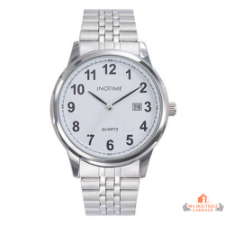 Montre homme INOTIME MIYOTA 2115 date cadran blanc bracelet acier 40 mm garantie 2 ans