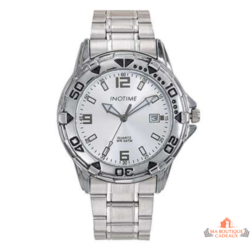 Montre homme INOTIME MIYOTA 2115 argenté gun 40 mm bracelet acier garantie 2 ans