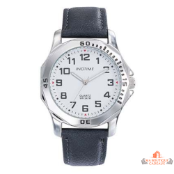 Montre homme INOTIME MIYOTA 2035 cadran blanc bracelet bleu 39 mm garantie 2 ans