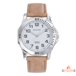 Montre homme INOTIME MIYOTA 2035 cadran blanc bracelet beige 39 mm garantie 2 ans