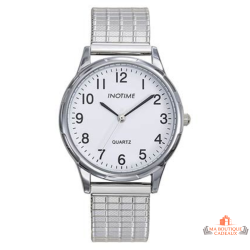 Montre homme INOTIME blanc acier extensible 37 mm garantie 2 ans