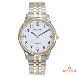 Montre homme INOTIME blanc bracelet acier bicolore doré 37 mm garantie 2 ans