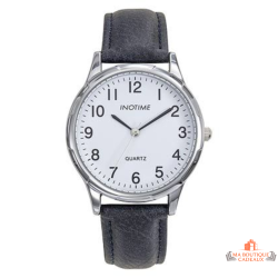 Montre homme INOTIME blanc bracelet bleu foncé 37 mm garantie 2 ans