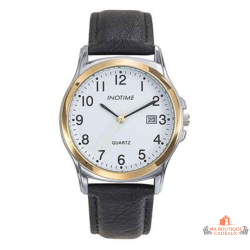 Montre homme INOTIME blanc noir doré 37 mm affichage jour garantie 2 ans