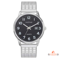 Montre homme INOTIME noir acier extensible 40 mm jour garantie 2 ans