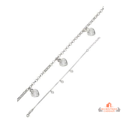 Bracelet cœurs argent 925 Carla Nogueres chaîne fine garantie 2 ans
