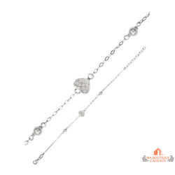 Bracelet cœur zirconium argent 925 Carla Nogueres perles garantie 2 ans