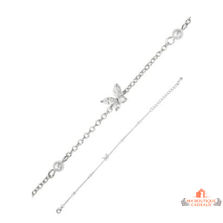 Bracelet papillon zirconium argent 925 Carla Nogueres perles garantie 2 ans