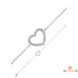 Bracelet cœur ajouré zirconium argent 925 Carla Nogueres brillant garantie 2 ans