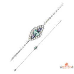 Bracelet zirconium bleu vert argent 925 Carla Nogueres élégant garantie 2 ans