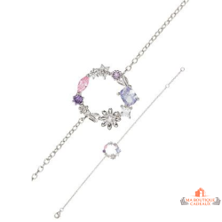 Bracelet cercle zirconium rose violet argent 925 Carla Nogueres élégant garantie 2 ans