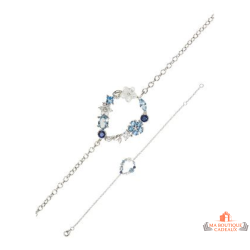 Bracelet cercle ovale pierres bleues argent 925 Carla Nogueres femme garantie 2 ans