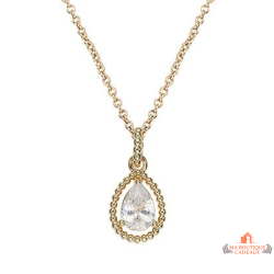 Collier pendentif Carla Nogueres plaqué or pierre blanche oxyde zirconium goutte