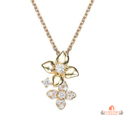 Collier pendentif Carla Nogueres plaqué or double fleur oxyde zirconium blanc
