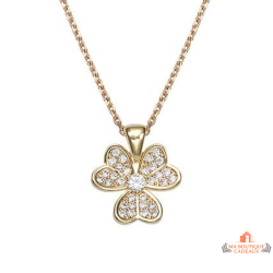 Collier pendentif Carla Nogueres fleur plaqué or oxyde zirconium blanc