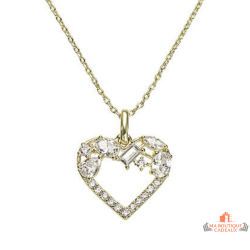 Collier pendentif Carla Nogueres cœur plaqué or oxyde zirconium blanc
