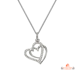 Collier Carla Nogueres argent double cœur zirconium entrelacé