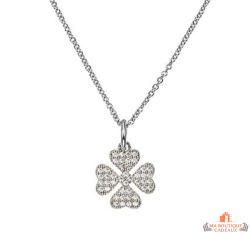 Collier Carla Nogueres argent trèfle zirconium porte bonheur