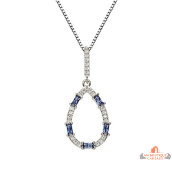 Collier Carla Nogueres goutte zirconium bleu argent