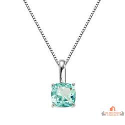 Collier Carla Nogueres argent pierre verte zirconium minimaliste