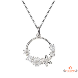 Collier Carla Nogueres argent anneau fleurs zirconium blanc élégant
